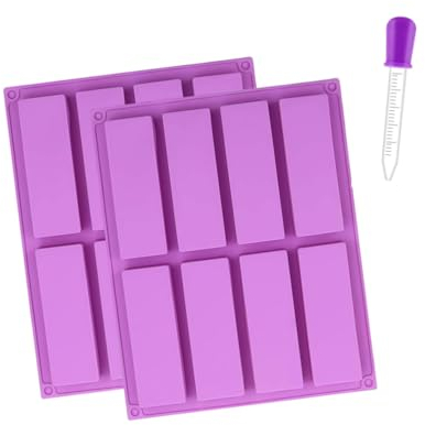 Stampo Rettangolare Silicone,2 PCS Stampi Per Barrette,Stampo rettangolare in silicone a 8 cavità, per barrette energetiche, muesli, cioccolato, torte, pane,saponi,teglie