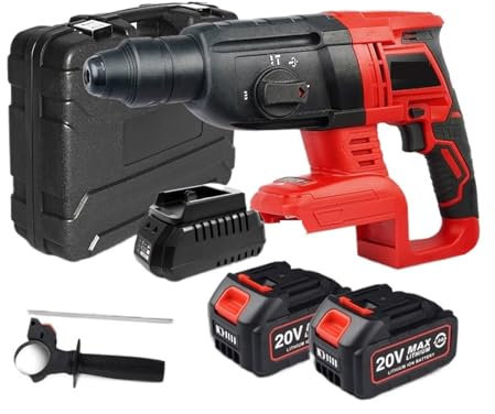 Rotary Hammers 20V Electric Impact Drill Rotary Hammer Brushless Motor Cordless Hammer Electric Drill Electric Pick For Switch Freely(H4-2 BATTERY (4.0AH))