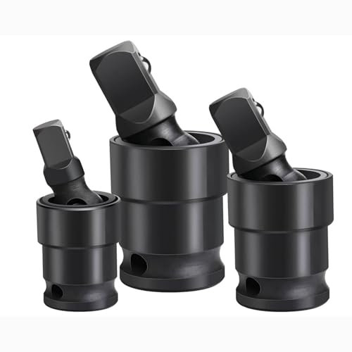 rflaueo 3pcs Swivel Socket Set Impact Universal Joint Socket Set 360° Rotation Drive 1/2, 3/8, and 1/4 Socket Swivel Set(U228-3)