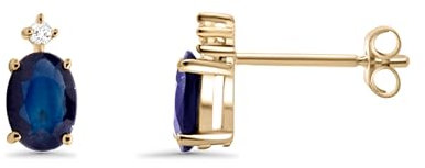 Saphir Ohrstecker 585 Gold Diamant Edelmetall Schmuck Gelbgold Natürlicher Edelstein 14 Karat