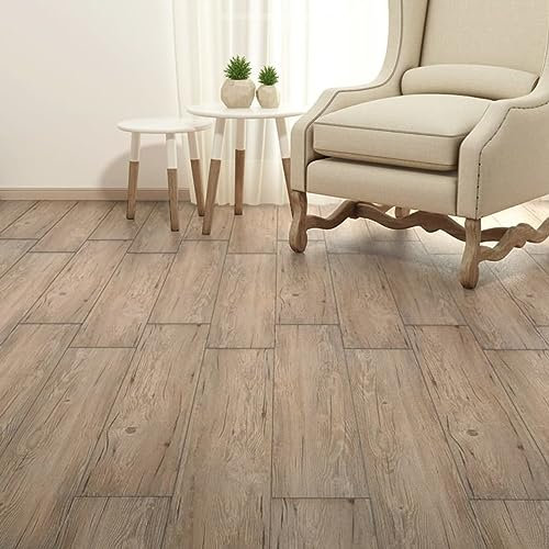 Iiaky PVC-Laminat Nicht Selbstklebend PVC Bodenbelag Laminatboden Bodenfolie Selbstklebend 5,26 m² 2 mm Eiche Braun