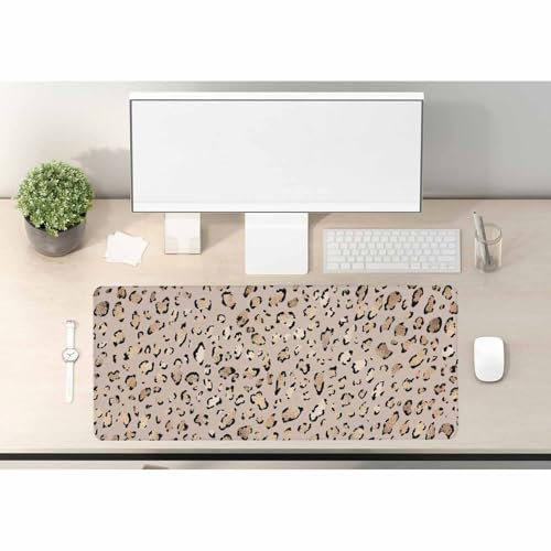 Woutay Mouse Mat,Gold Shiny Leopard Print,Non-Slip Desk Pad,Mouse Pad with Non-Slip Rubber Base