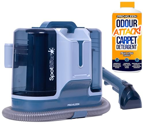 Pro-Kleen Spot Cleaner Carpet Washer 650W With 1L Carpet Shampoo, 1.8L Tank, Remove Spills and Stains from Carpets, Stairs, Upholstery, 5 Cleaning Attachments (Spot Cleaner With 1L Fresh Citrus)