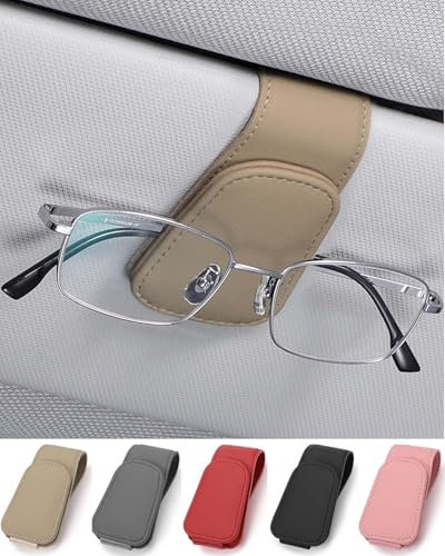 VYWPTOWSX 2 Pezzi Portaocchiali Auto per Fiat 500X(334)/Fiat 500X Cross(334)/500X Trekking(334) 2000-2024 Auto Supporti per Occhiali Accessorio per Tutti Gli Occhiali e Clip per Visiera Auto,A/Beige