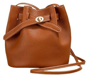 MultiValue Umhängetasche Damen, Leichtgewicht Leder Beuteltasche Damen Schrumpfen Tasche Damen mit Verstellbarem Schultergurt für Telefon Brieftasche (Braun)