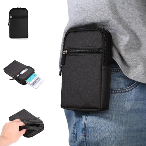 Tohrugue Ceinture Clip Sacoche Etui Universel,6,3 Poche Ceinture Telephone Portable Homme,Petit Pochette Ceinture Homme Femme pour iPhone Samsung Galaxy (Noir)