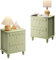 GOOBUY Nachttische 2er Set mit Wellenmuster, Nachtkommode mit Beine Goldene Griffe, Beistelltisch für Schlafzimmer Wohnzimmer, moderner Nachtschrank 50x40x60cm Grün