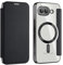 Unichthy Flip Case for Google Pixel 9a Clear Cover Support MagSafe |RFID Blocking| Wallet Purse Shockproof Leather Stand Cover Individual Protection for Each Lens Phone Skin for Google Pixel 9a Black