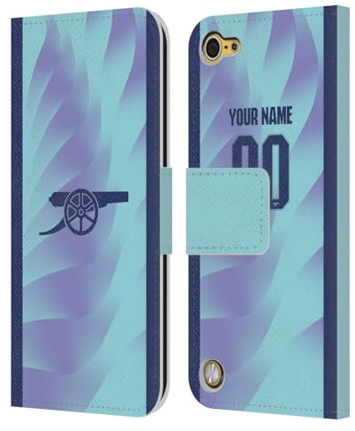 Head Case Designs Offizielle Personalisierte Individuelle Arsenal FC Third 2024/25 Trikot Leder Brieftaschen Handyhülle Hülle Huelle kompatibel mit Apple iPod Touch 5G 5th Gen