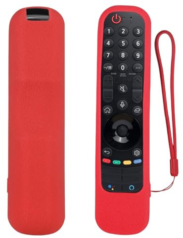 Carcasa para mando a distancia LG TV MR24GA MR24GN MR23GA MR23GN MR22GN MR22GA AN-MR21GA antigolpes antideslizante funda protectora de silicona para mando a distancia LG Magic - Rojo brillante