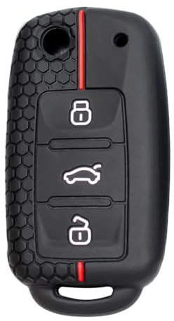 Chaexii VW Autoschlüssel Hülle für Volkswagen Polo Golf 3/4/5/6 Skoda Passat Seat Schlüsselhülle, 3 Tasten Passat Silikon Schlüsselbox,VW Polo Autoschlüsselschutz