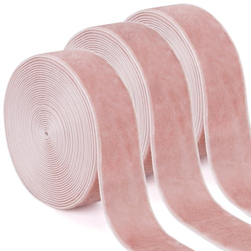 Uiopa 3 Rollen Samtband Aqua Rosa Geschenkband Breit 25mm x 4,5m Schleifenband Samt Dekoband Ribbon Stoffbänder für Geschenkverpackungen, Kränze, Blumensträuße, DIY-Projekte