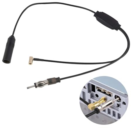 0.6M Adaptateur Splitter Antenne Dab pour Autoradio,Convertisseur SMB vers Prise DIN, Dab/Dab+ Antenne Séparateur Voiture, Connecteur pour Radio FM/AM, Distributeur d'antenne