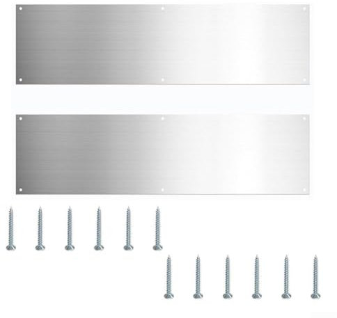 ZAMETTER Lot de 2 plaques de protection de bas de porte en aluminium de 40,6 cm - Anti-rayures - Panneau de protection pour porte d'entrée avec ensemble de montage pour maison et bureau