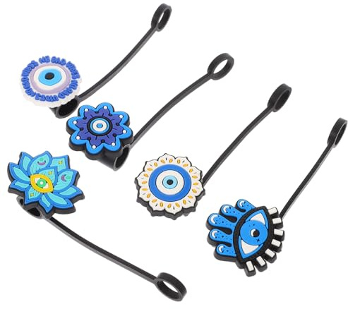 Cabilock 5 Stück Teiliges Evil Eye Silikon Strohhalm Deckel Cowboy Hut Design Wiederverwendbar Strapazierfähig Trinkhalm Abdeckung Für Party Getränkebecher Trinkglas Zubehör