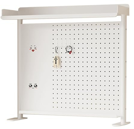 XUZAOJUN White Metal Pegboard, Pegboard Desktop Mount, Desktop Plywood, Desk Bookshelf Hole Board, Desk Shelf, Clip-on Vertical Organizer For Desks, Book Desks(Clip,25.2x25.6in)
