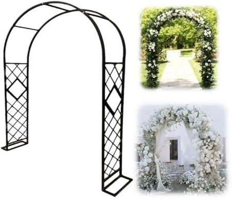 ArborSteel Pergola-Spalier mit Erdspießen, für Terrasse, Dekoration und Garten, 220 x 230 x 40 cm, Schwarz
