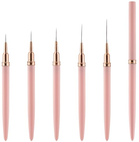 BEAMARKER Stylos Métalliques pour Nail Art 5 pièce Pinceaux Roses pour Nail Art Gel UV Peinture Design Artistique Stylo en Plastique Outils de Dessin pour les Lignes Longues et Fines Tailles de Dessin