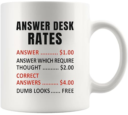 Answer Desk Rates Funny Office Tazza Ceramica Mug Con Manico Tazzine Da Caffè Per Cucina Tè Latte 330Ml