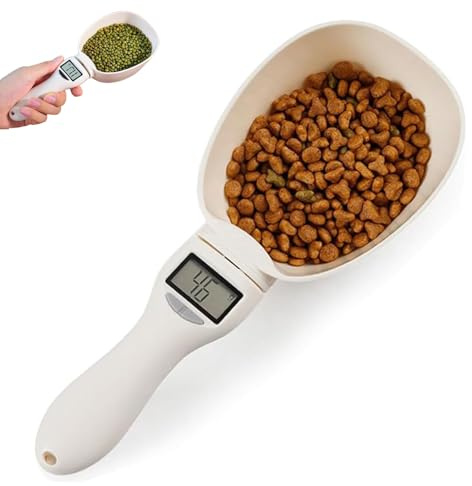 Pet Digital Measuring Scoop Scale 800g/1g, Pet Food Measuring Cup with LED Display for Dog Cat, Precise Electronic Spoon Scale for Cooking, Baking, Dog Cat Food, Detachable Easy Clean Design (1PC)