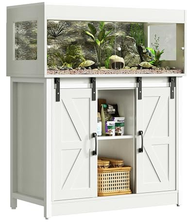 Herture Reptilien Terrarium mit Unterschrank for 90 x 46 x 41 cm Terrarium | 150L Reptilienschrank, Terrarium mit Unterschrank für Bartagame, Schlangen, Jungtiere,Schiebetüren aus Acrylglas, EPX06RTW