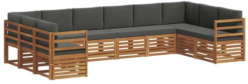 vidaXL Sofagarnituren 10 pcs Natur und Anthrazit Massivholz Akazie, Moderner Garten-Sofa-Sectional, Robustes Lounge-Set, perfekte Möbel für Deine Terrassen-Entspannung