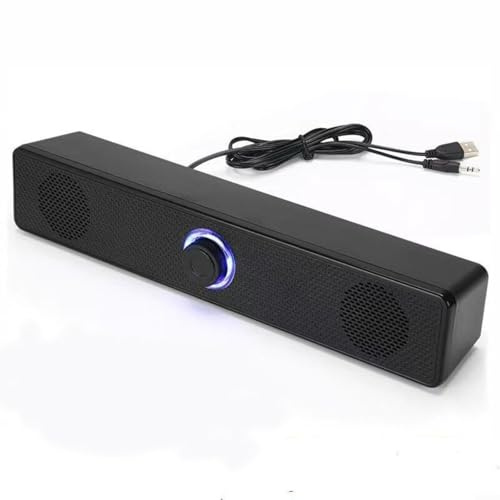 Soundbar cablata e wireless per TV, PC, laptop, altoparlante surround home theater alimentato tramite USB, carillon stereo sottile con audio di alta qualità, nero (modello di ricarica)