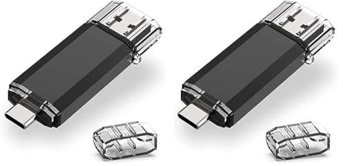 USB C OTG Stick 128GB RAOYI USB 3.0 Type C Stick Dual USB Speicherstick 2-IN-1 Flash Laufwerk 128 GB für Tablet/Smartphone/Android/PC/Laptop/Windows/IOS (Schwarz) (Packung mit 2)