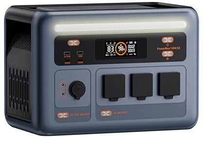 PowerMax 1800SE Tragbare Powerstation 1800W AC (3600W Peak) | 1024Wh LiFePO4-Batterie Backup mit 3x1800W AC Ausgäng, Schnellladung von 0-80% in 45, Notstromaggregat für Camping