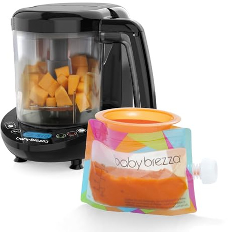 Baby Brezza One Step Babybreizubereiter Deluxe | Automatischer Dampfgarer & Mixer für Babynahrung | 3-in-1 | 800 ml | BPA-frei | Inkl. 3 Beutel & 3 Trichter