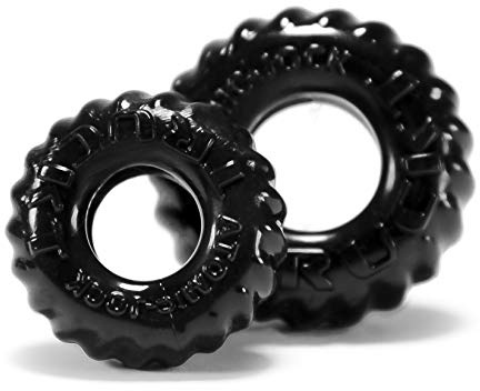 Oxballs - Truckt Silicone Cockring, Velvet Smooth Ballring with Concave Indent, Couples Adult Toys, 2-Sizes Mens Pleasure Accessories, 2 Pack, Black
