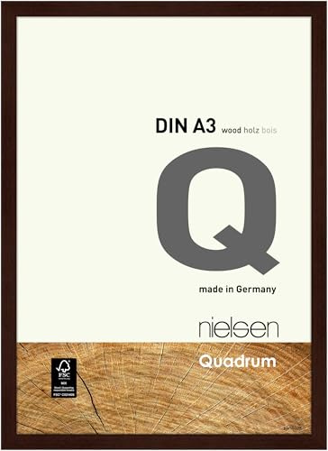nielsen Holz Bilderrahmen Quadrum, 29,7 x 42 cm (A3), Dunkelbraun | Holz Posterrahmen im Hoch- & Querformat zum Aufhängen Dunkelbraun matt Echtglas