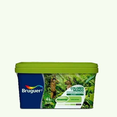 Bruguer Colores del Mundo Pintura para paredes monocapa Amazonas Matiz de Verde 4 L