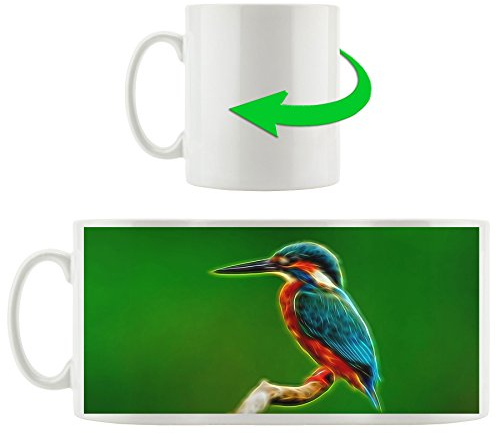 Stil.Zeit Eisvogel grüner Hintergrund, Motivtasse aus weißem Keramik 300ml, Tolle Geschenkidee zu jedem Anlass. Ihr Neuer Lieblingsbecher für Kaffe, Tee und Heißgetränke.