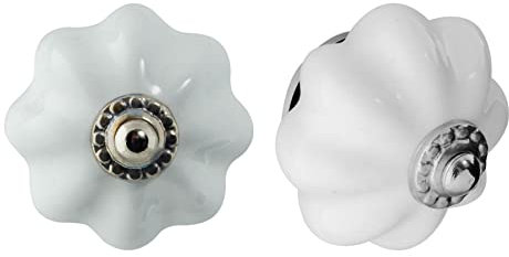 Nicola Spring Ceramic Cupboard Drawer Knobs - Solid Vintage Design - White - Pack of 6