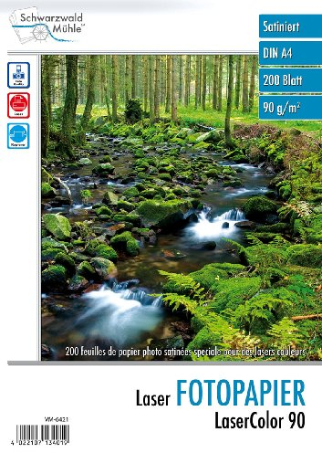 Schwarzwald Mühle Fotopapier Laserdrucker: LaserColor 90 90 g/m² A4 200 Blatt (Fotopapier Laser, Kopier Papier, Brother)