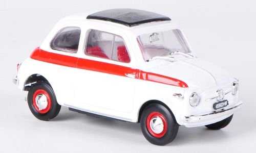 Fiat 500 Sport, weiss/rot, 1959, Modellauto, Fertigmodell, Brumm 1:43