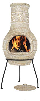 La Hacienda Star Flower Clay Chimenea – handgefertigt – traditionelle Terrassenheizung – Kamin – Holzbefeuerung