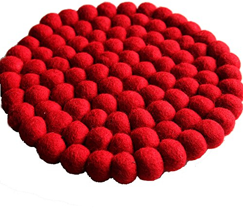 Maharanis Filz Topf Untersetzer rot 22 cm handgefertigt aus Reiner Wolle