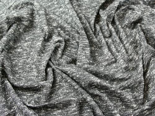 Italienisches Metallic Slub-Textur Stretch Jersey Kleid Stoff schwarz & silber – Meterware + Craft Guide