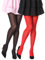 Bellivalini Medias de Microfibra Mujer 2 Pack 100 DEN BLVFI1003 (Negro/Rojo, S (Tamaño del fabricante: 2))