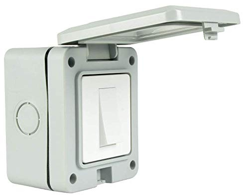 K M Electronics® 1 Gang 2 Way WALL Light Switch External Garden Waterproof Outdoor IP55 Rated