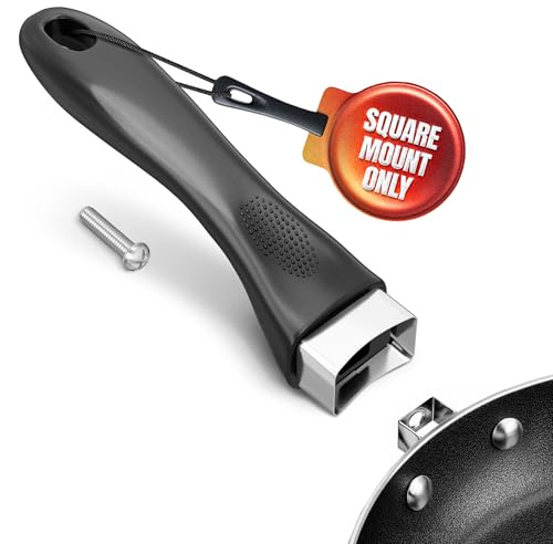 Cook Ware Pans Replacement Grip Handle - Removable Handle Cookware Pot Lid Handle Knob Removable Handles Pan Handle Grip Detachable Handle Cookware Pots and Pans with Removable Handles Screw on Handle
