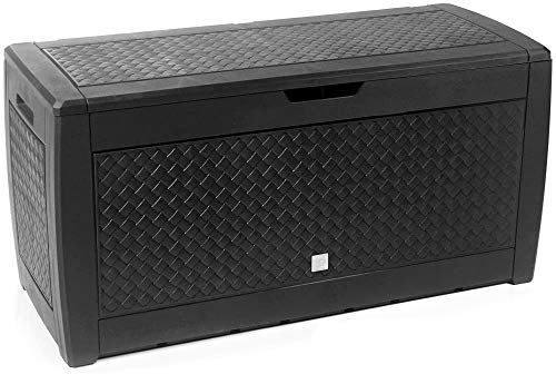 rg-vertrieb Gartenbox Auflagenbox 310L Flechtoptik Truhe Box Gartentruhe Boarde Kissenbox Gartenkasten (Anthrazit)