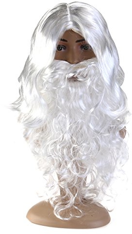 WINOMO Deluxe Santa Kostüm Kostüm Wizard Perücke und Bart Set Weihnachten Halloween