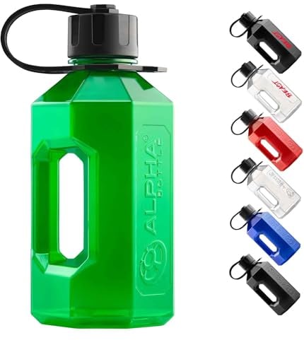 Alpha Designs | 1.6 Litre Water Bottle | Large Drinks Water Jug | Gym, Holiday, Travel | Green