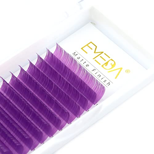 Extensions de cils violets EMEDA Cils plats Extensions de cils colorés violet clair 0,07 mm D Curl 9-15 mm Mixte Mat Individuel Utiliser des extensions de cils (0,07 mm D 9-15 mm violet)