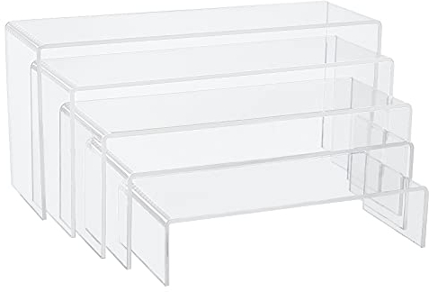PH PandaHall 5 Größen Großes Klares Acryl-Display Riser, Transparente Dekorationen Regal Vitrine Schmuck Display Ständer für Pop-Figuren Tischdekoration Cupcake Süßigkeiten-Display