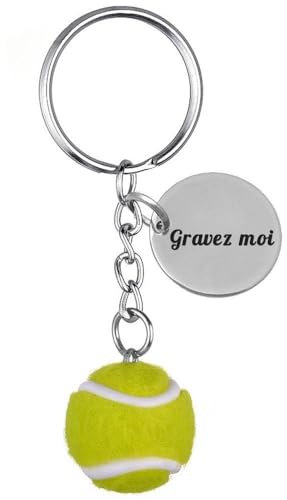 Porte-clés Balle De Tennis Gravure Personnalisée Sur Médaille