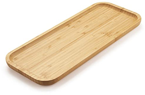 Bandeja de Baño de Bambú, Bandeja Perfumes Velas Rectangular, Bandeja Decorativa, Tabla de Madera para Servir, 36 x 15 x 2 cm